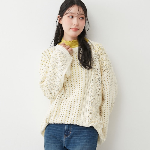 綿素材のメッシュ切替えプルオーバー