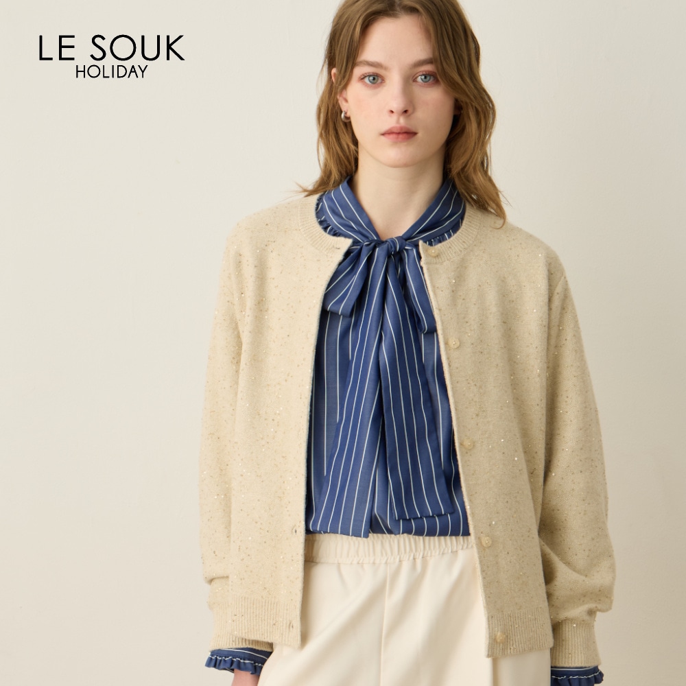 【ルスークホリデー/LE SOUK HOLIDAY】スパンコールニットカーディガン