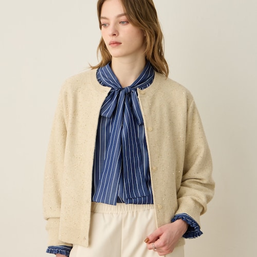 スパンコールニットカーディガン