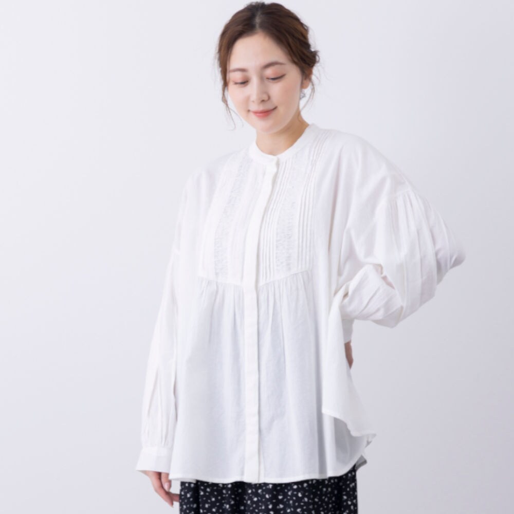 【ベルメゾン】【2月19日再値下げ】 ピンタックブラウス