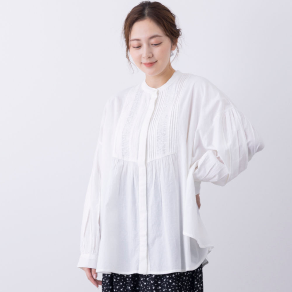 【ベルメゾン】【2月19日再値下げ】 ピンタックブラウス