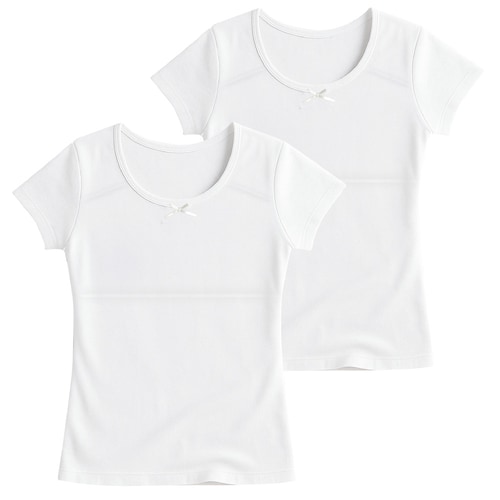 【２枚組】綿100％素材半袖インナーシャツ【ジュニア カップ取り外しタイプ】