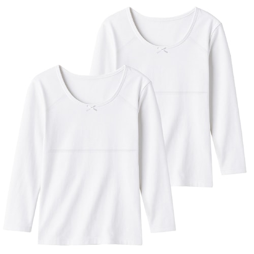 【２枚組】胸二重長袖インナーシャツ【ジュニア】