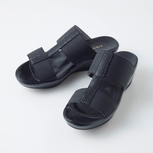 Tストラップラインストーンミュール