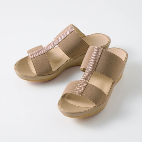 Tストラップラインストーンミュール