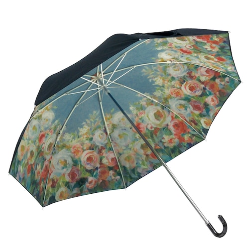 【１回のみ・解約不要】[彩りの庭] 内側の花柄がかわいい晴雨兼用折りたたみ傘