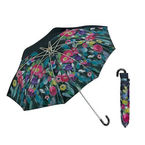 【１回のみ・解約不要】[夜に咲く花] 内側の花柄がかわいい晴雨兼用折りたたみ傘
