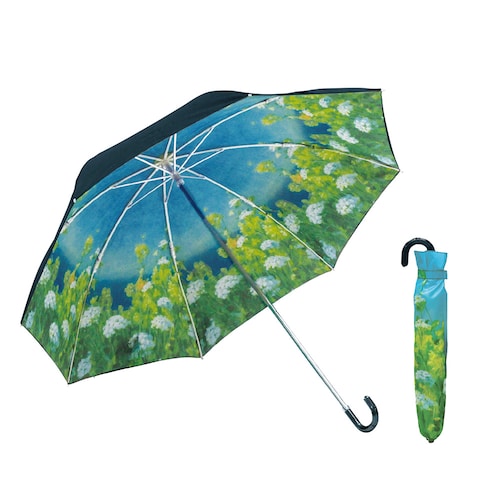 【１回のみ・解約不要】[春の野原] 内側の花柄がかわいい晴雨兼用折りたたみ傘