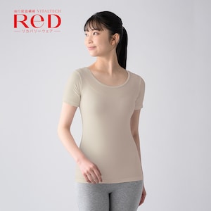 【レッド/ReD】【女性用】Uネックインナー半袖 肩コリ改善 【一般医療機器/リカバリーウェア】