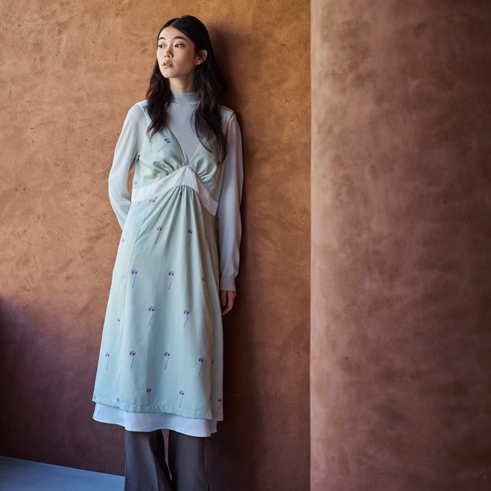 【COMMON+HAUS】【予約商品】 プリント柄サロペットワンピース