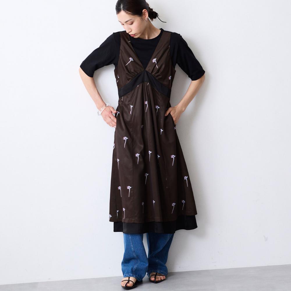 【COMMON+HAUS】【返品送料無料】 ※プリント柄サロペットワンピース