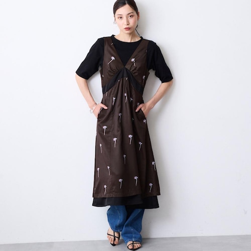 プリント柄サロペットワンピース