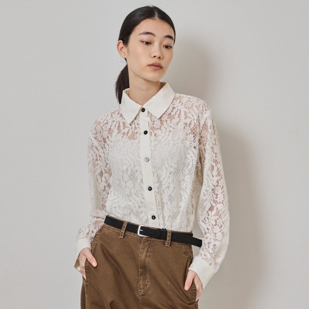 【COMMON+HAUS】【予約商品】 スカーフ付レースブラウス