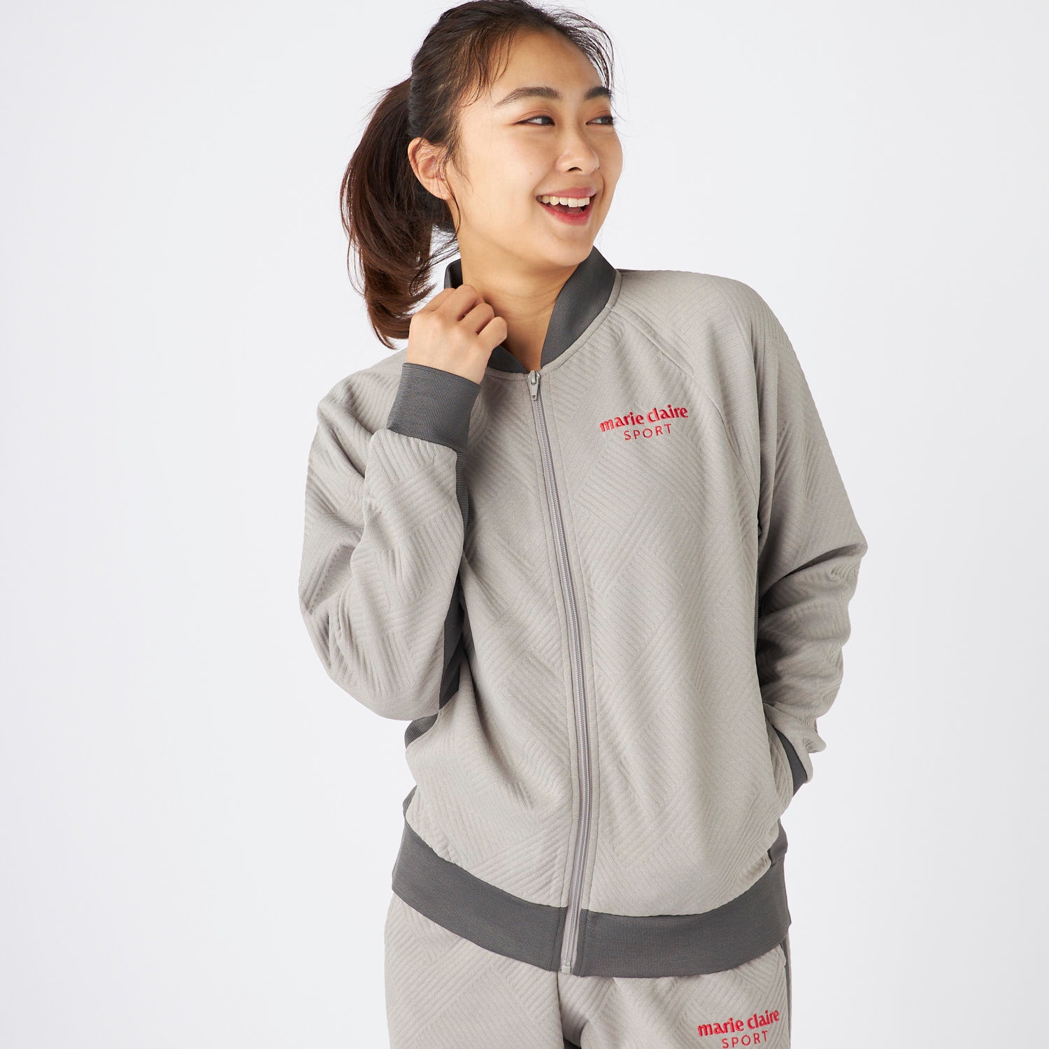 マリクレール】ブルゾン 4Lサイズ フルジップ グレー 花柄 楽天市場