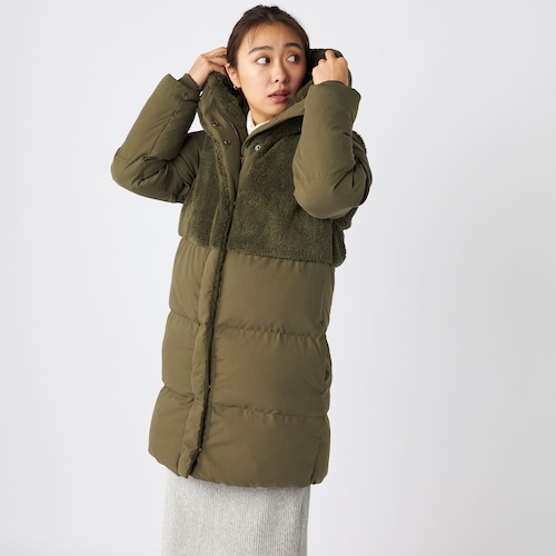 切替ボアのキルティングコート