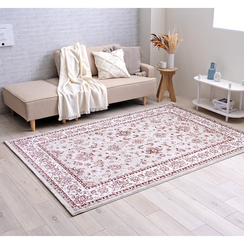 アンティーク調額縁デザインの抗菌防臭・消臭ウィルトン織りラグ