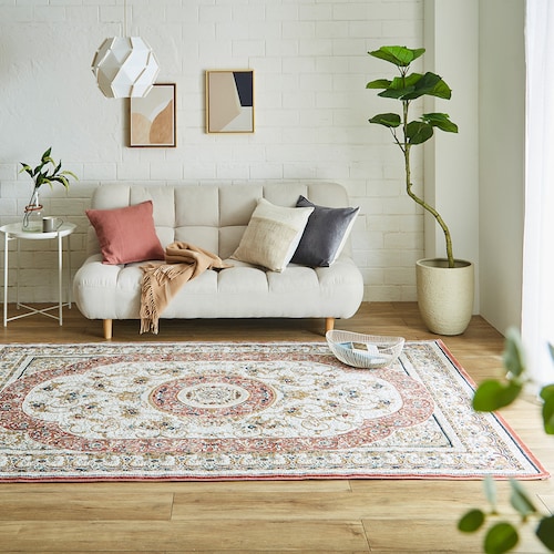 ヴィンテージ調デザインの抗菌防臭・消臭ウィルトン織りラグ