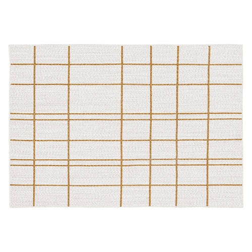 ラインチェックデザインのインド綿ラグ