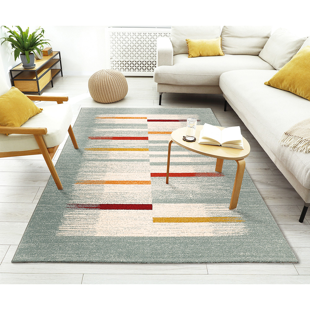 【ベルメゾン】モダンなマルチカラーデザインの防炎ラグ