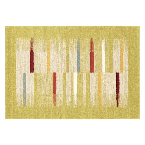 モダンなマルチカラーデザインの防炎ラグ