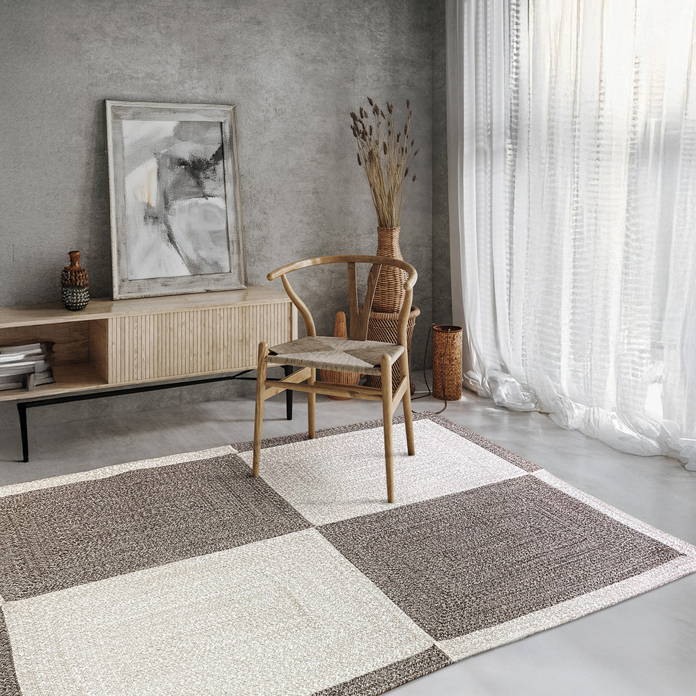 【ベルメゾン】スクエア柄のインド綿ラグ