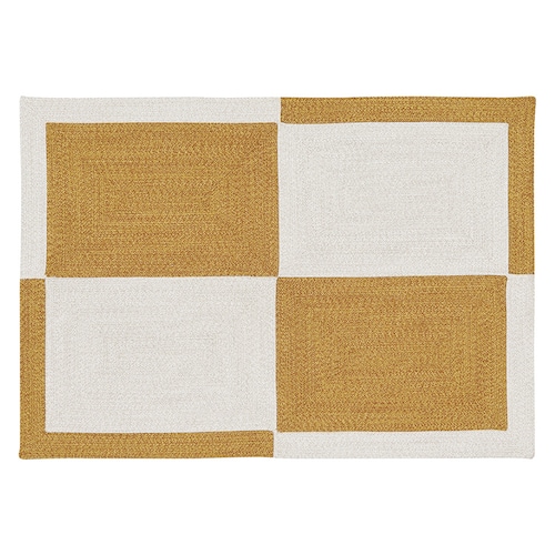 スクエア柄のインド綿ラグ