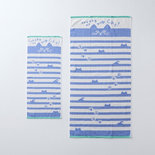 ネコデザインの可愛いタオル＜フェイスタオル2枚／バスタオル1枚＞