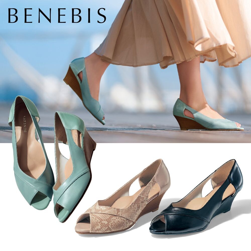 【ベネビス/BENEBIS】【返品送料無料】 ※夏でもさらっと快適に履けるウエッジパンプス