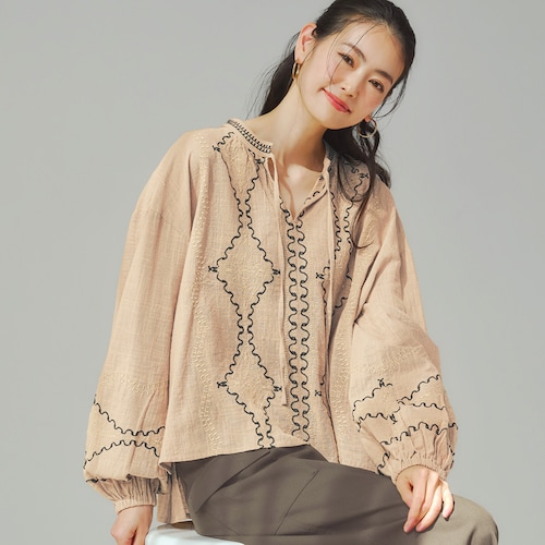 インド綿刺繍ブラウス