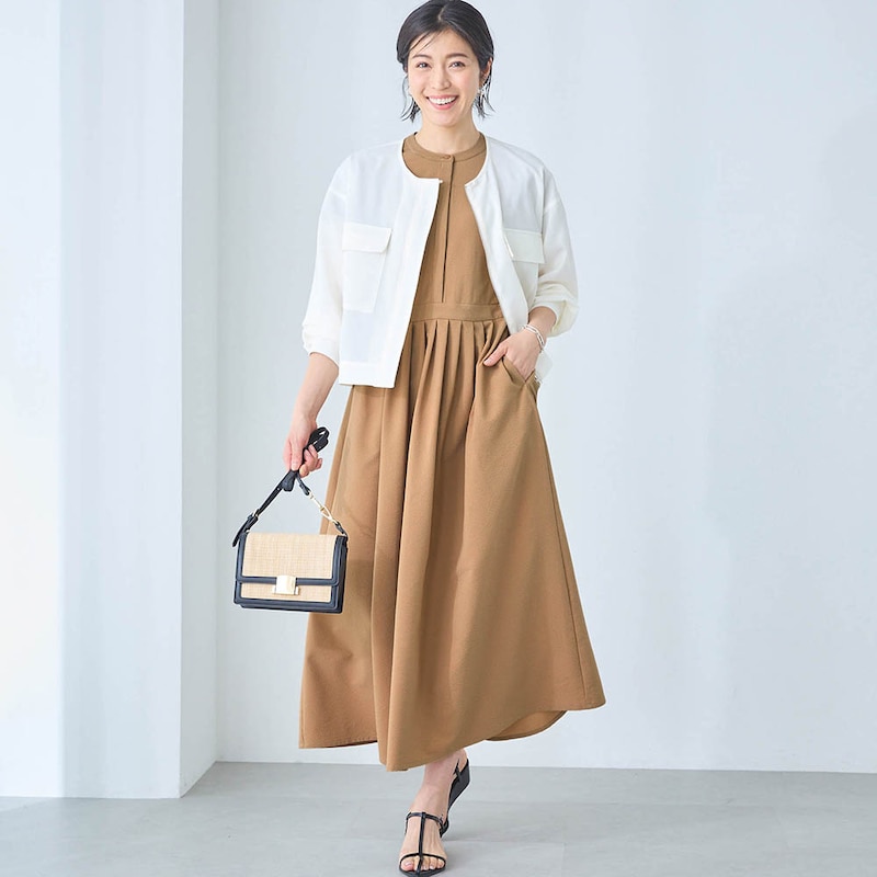 モデル身長168cm／M ※写真は撮影用のため着丈+6cmになります。