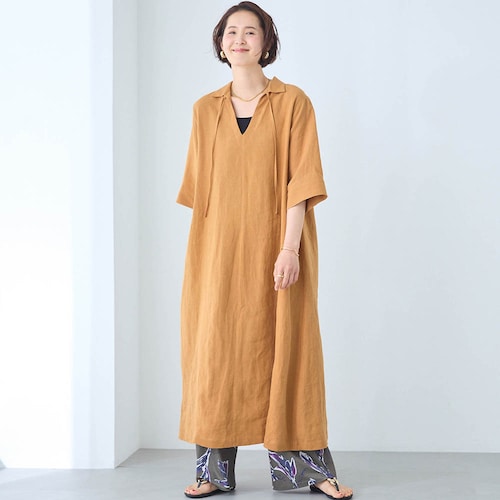 洗いざらしがサマになるリネン素材のワンピース