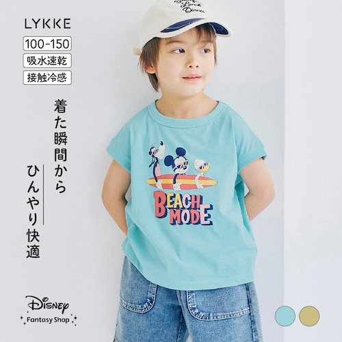 身生地綿100%の接触冷感フレンチスリーブTシャツ「ミッキー＆フレンズ」