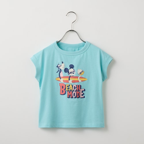 身生地綿100%の接触冷感フレンチスリーブTシャツ「ミッキー＆フレンズ」