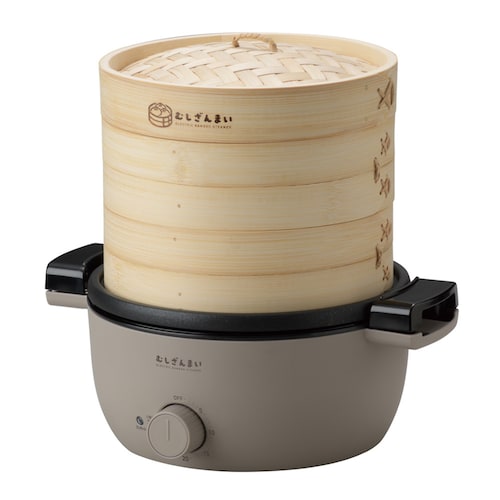 火を使わずに蒸し調理 電気せいろ蒸し器「むしざんまい」 (竹製せいろ付き)