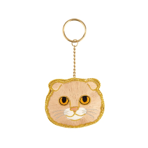 ねこのザリ刺繍キーホルダー