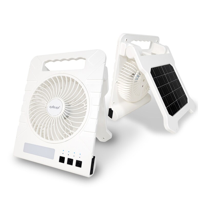 ソーラー充電＋大容量蓄電池の携帯強力ファン