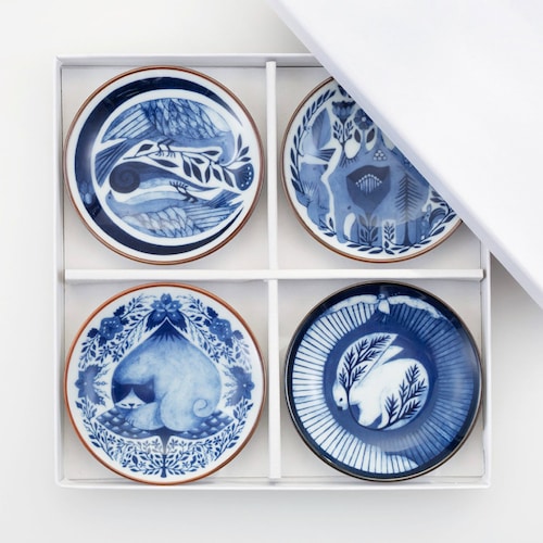 「手のひらに、４つの世界」福田利之×波佐見 豆皿 4枚セット 波佐見焼【食洗機／電子レンジ対応】