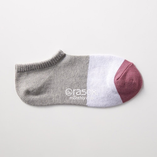 【クリアランス】【1回のみお届け】[81／パネルボーダー・パープル] ストレスフリーなＬ字型ソックス