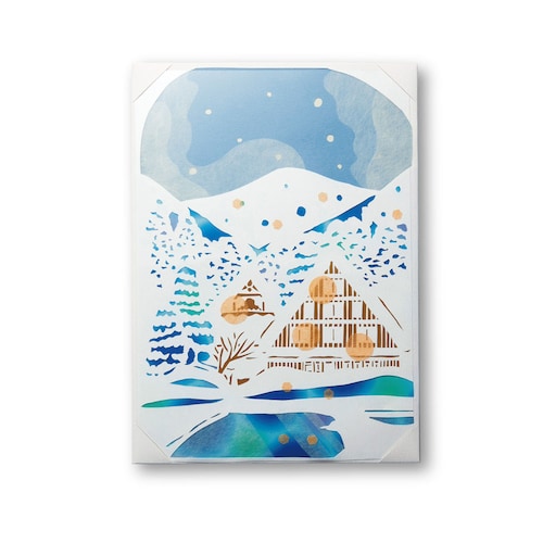 【クリアランス】【1回のみお届け】[雪の里] 旅する気分で楽しむ白い切り絵手作りキット