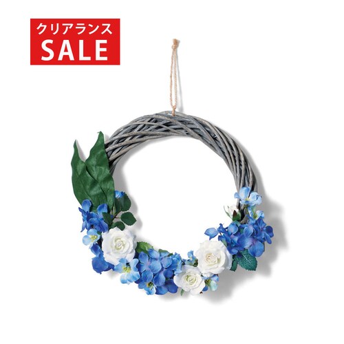 【クリアランス】【1回のみお届け】[青い花のリース] アーティフィシャルフラワーで作るリース＆スワッグ手作りキット