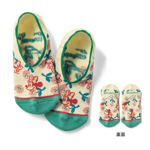 【クリアランス】【1回のみお届け】[ミニーマウス] 足裏パイルが気持ちいいスニーカー丈ソックス「ディズニーシリーズ」