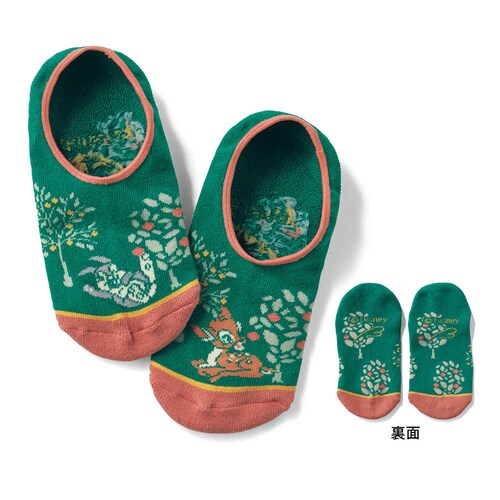 【クリアランス】【1回のみお届け】[バンビ&とんすけ] 足裏パイルが気持ちいいスニーカー丈ソックス「ディズニーシリーズ」