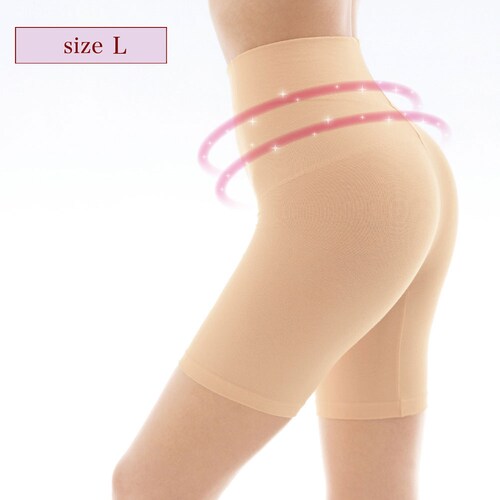 【クリアランス】【1回のみお届け】[ベージュ][Lサイズ] ホールドミー骨盤サポートすっきりパンツ（三分丈）