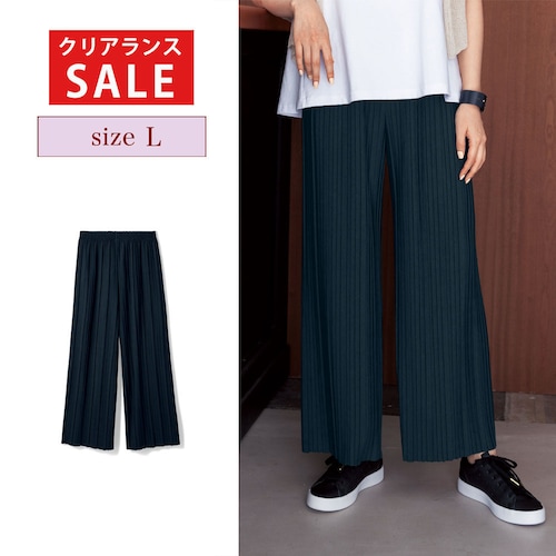 【クリアランス】【1回のみお届け】[ブラック][Lサイズ] シルエットがきれいなプリーツパンツ