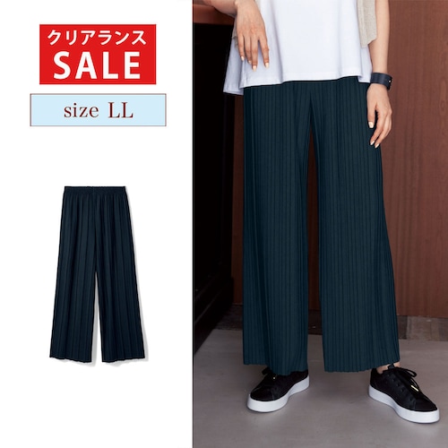 【クリアランス】【1回のみお届け】[ブラック][LLサイズ] シルエットがきれいなプリーツパンツ