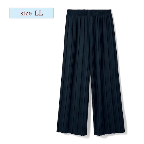 【クリアランス】【1回のみお届け】[ブラック][LLサイズ] シルエットがきれいなプリーツパンツ