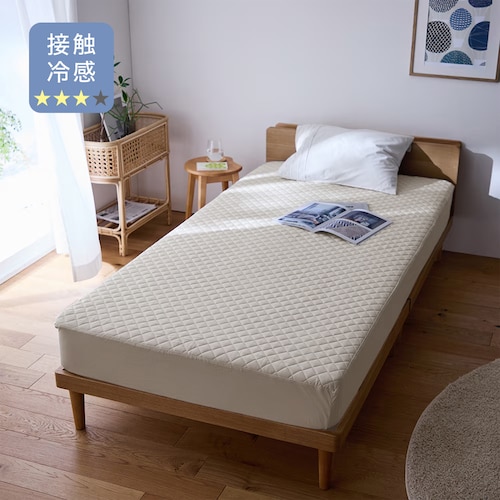【綿冷感】ドライな肌触りで蒸れにくいボックスシーツ型敷きパッド