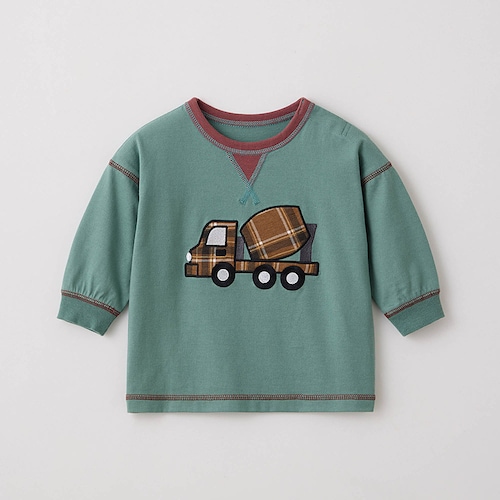 はたらくのりもの アップリケデザイン配色長袖Ｔシャツ 【ベビー服】