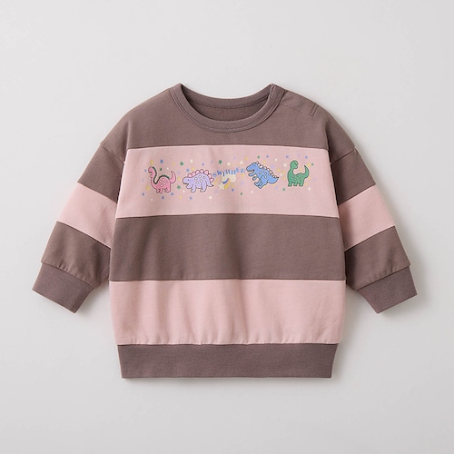 SWIMMERコラボ ボーダー風切替えミニ裏毛スウェットシャツ 【ベビー服 長袖】【子供服】