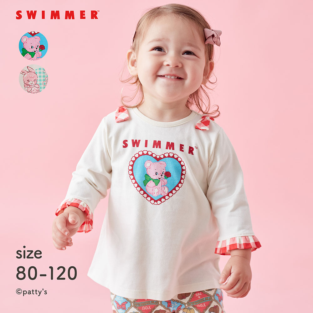 【スイマー/SWIMMER】SWIMMERコラボ 肩リボン長袖Tシャツ 【ベビー服】【子供服】